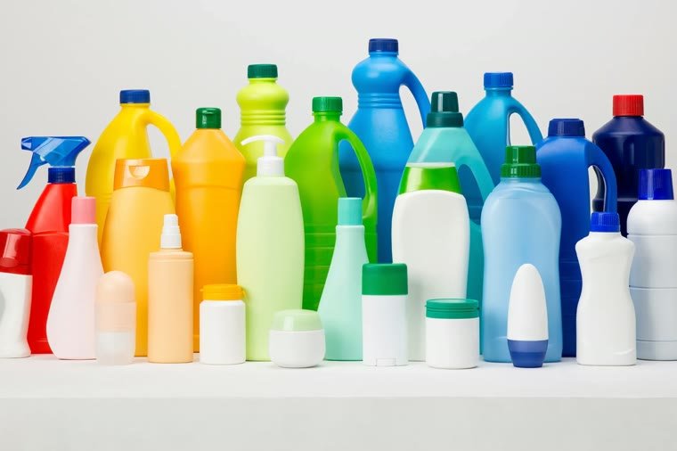 Moulded plastic bottles and containers